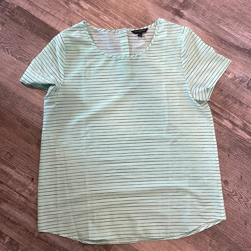 EC Mint Green / Black Strip Banana Republic top - size Large